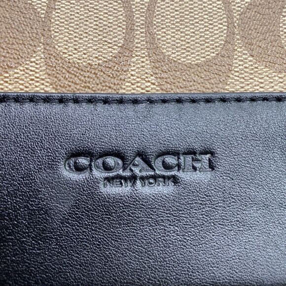 Auth COACH West Slim Backpack In Signature Canvas F78756 Beige/Black - Picture 13 of 16